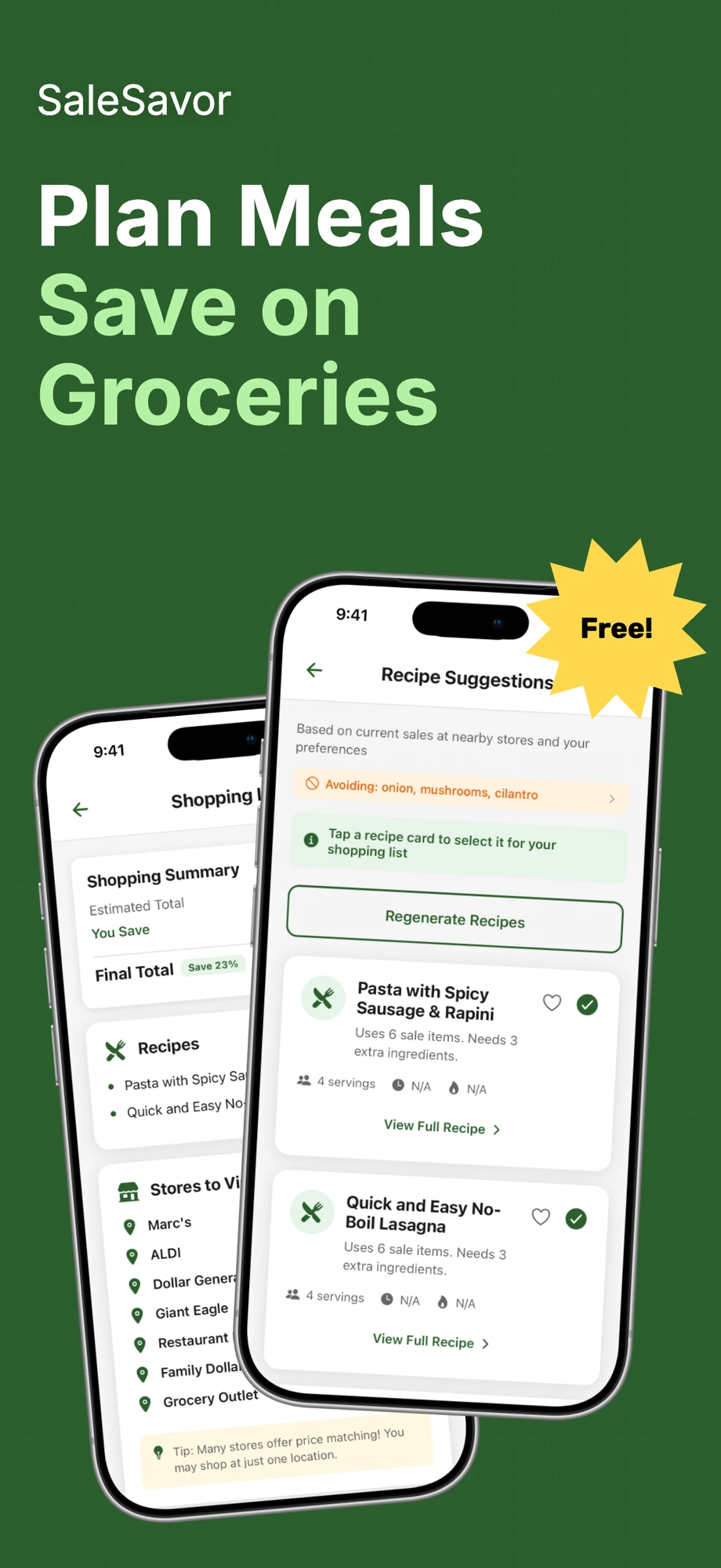SaleSavor: plan meals and save on groceries