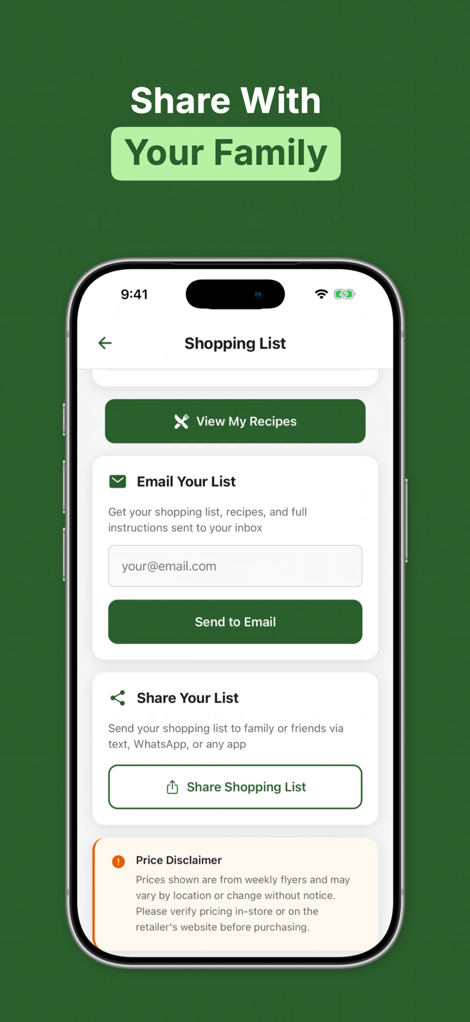 Share your list with your family